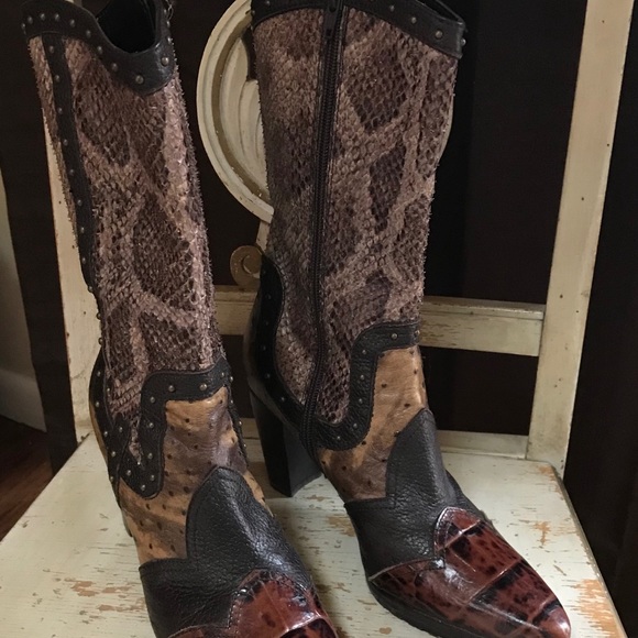 Stuart Weizmann leather/python boots - Picture 5 of 5